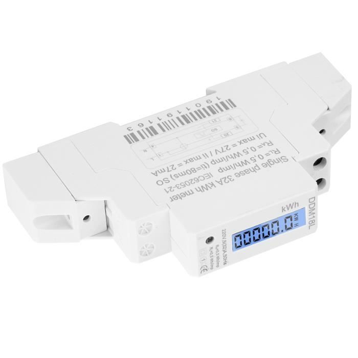 Compteur D'énergie Numérique LCD – Pour Rail DIN – Monophasé 80A – Idéal Pour Suivre Sa Consommation