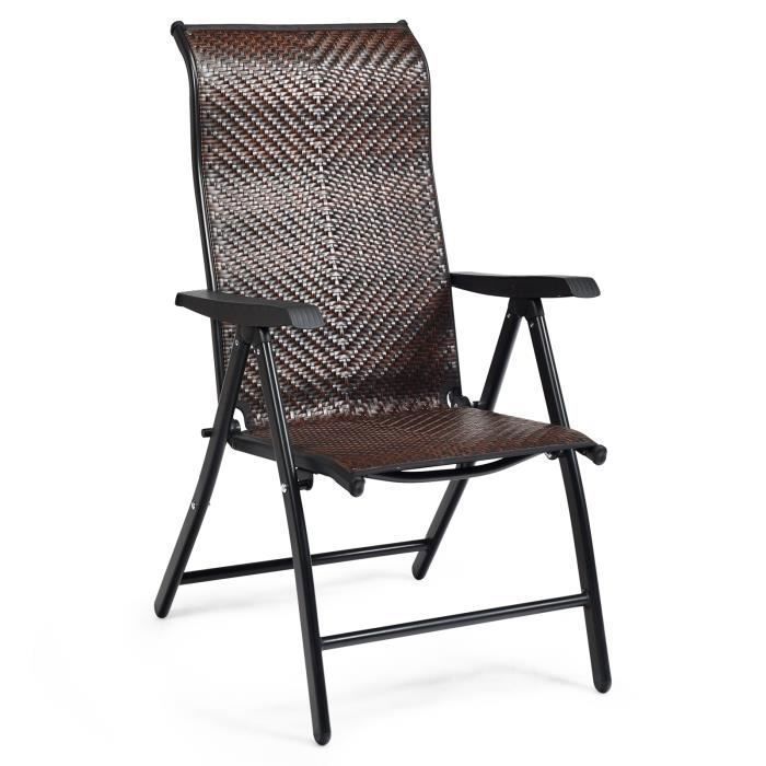 Lot De 2 Chaises De Jardin Pliantes Avec Accoudoirs, Chaises D'Extérieur à Dossier Haut Avec Cadre En Metal Fauteuil De Jardin En Teslin Respirant Pour Toutes Saisons Charge 150kg Beige