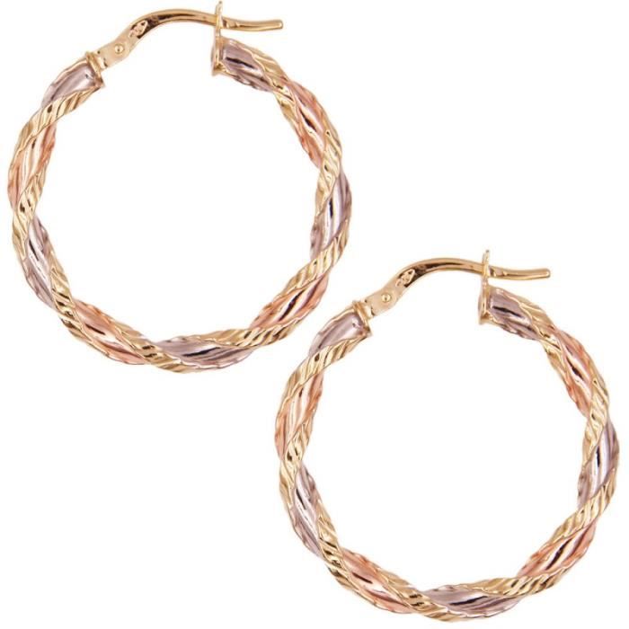 Boucles D'oreilles Créoles En Inox 5cm, Motif Losange (rauten) - Or Et Argent