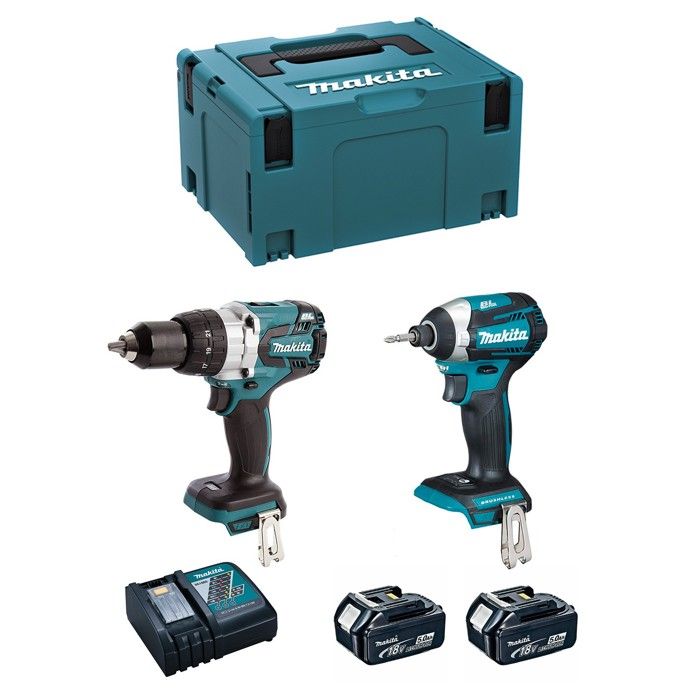 Kit d'électroportatifs MAKITA DHP481 + DTD154 18V 2 Batteries 5 Ah Chargeur Coffret MAKPAC