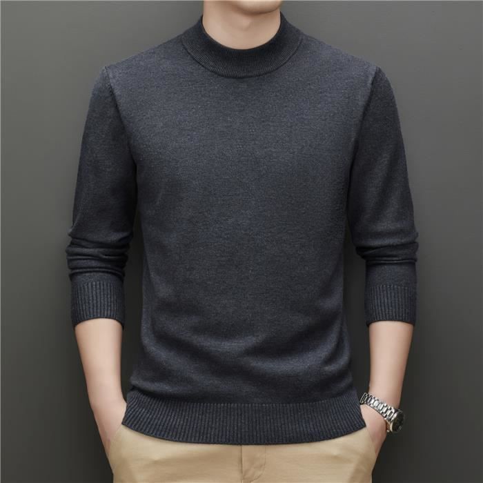 Pull col roul pais pour homme chaud et d contract en tricot classique de marque collection automne hiver 2022 Gris fonc