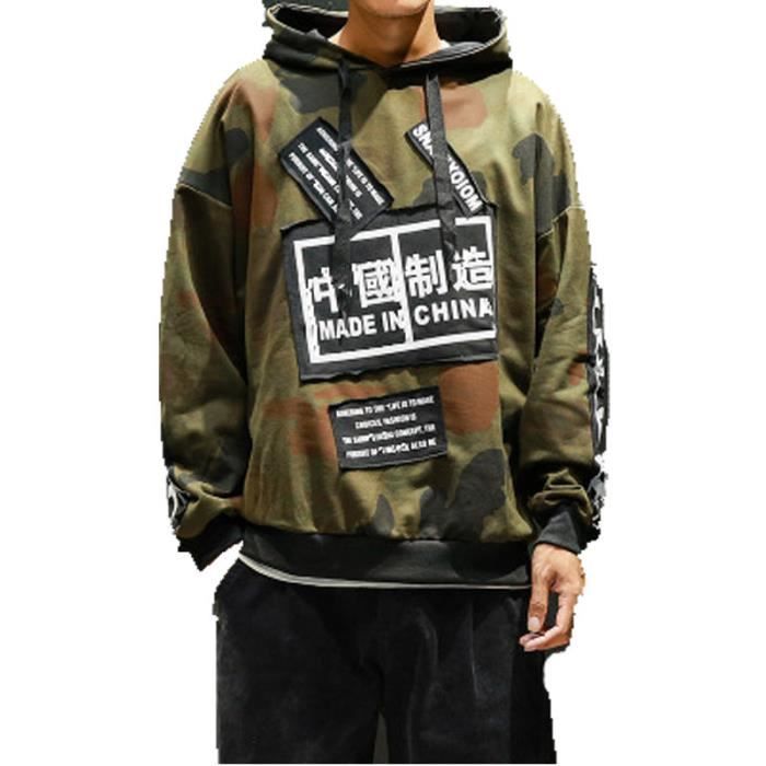 Sweatshirt homme Camouflage Street hip hop Sweatshirt capuche
