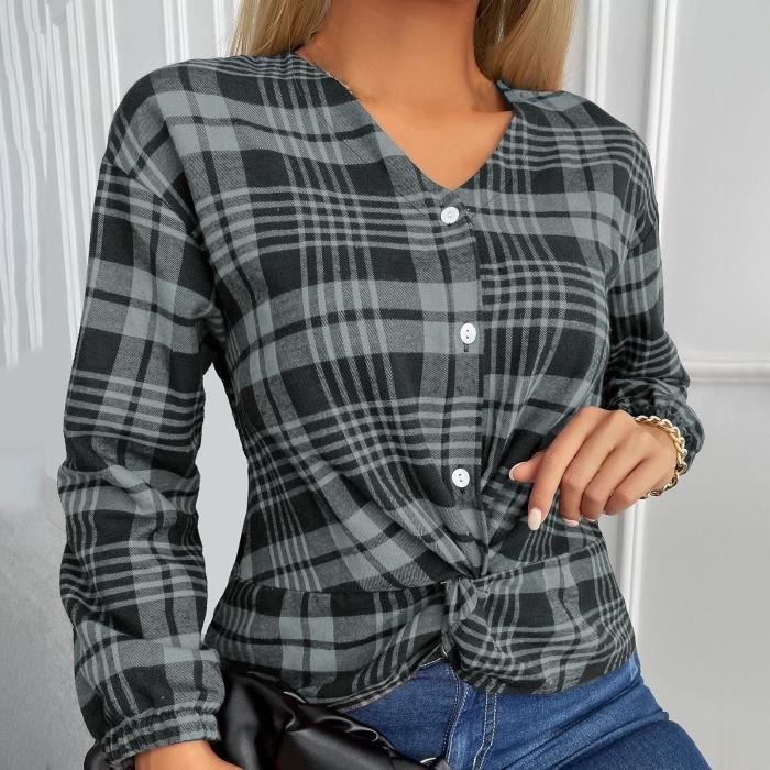 Chemisier Vintage à Carreaux Bleu Marque CRISIS - Taille 38 - Occasion Très Bon état