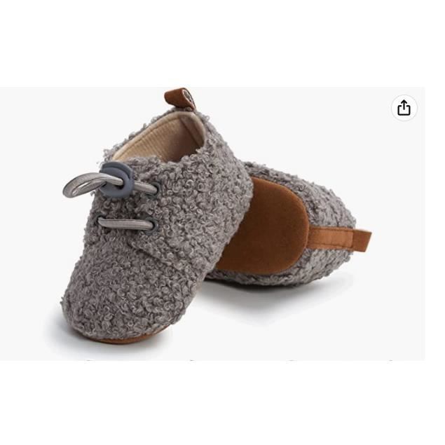 Chaussures Premier Pas pour Bébé Garçon Fille Chausson à Semelle Souple  Bottes Confortables Longueur intérieure 12cm. Gris - Cdiscount Chaussures