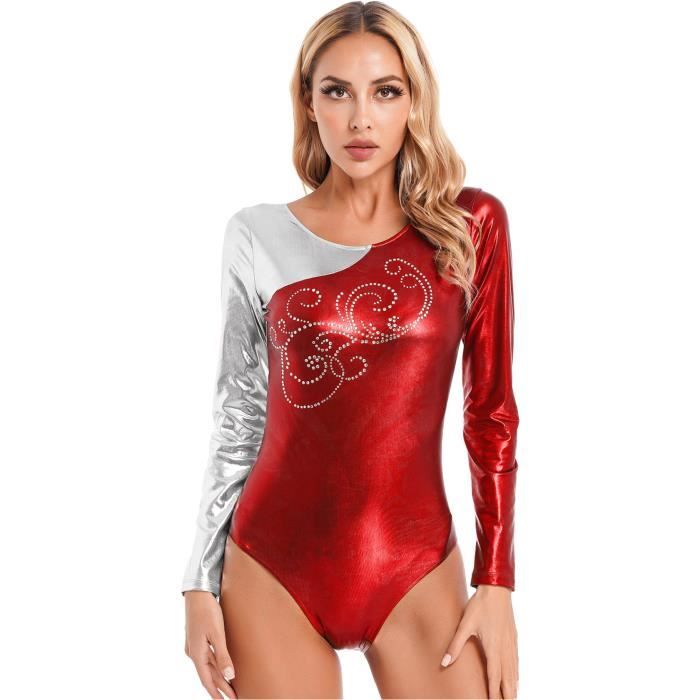 Robe De Danse Oyolan - Justaucorps Strass Manches Longues Pour Patinage, Gymnastique (S-XXL)