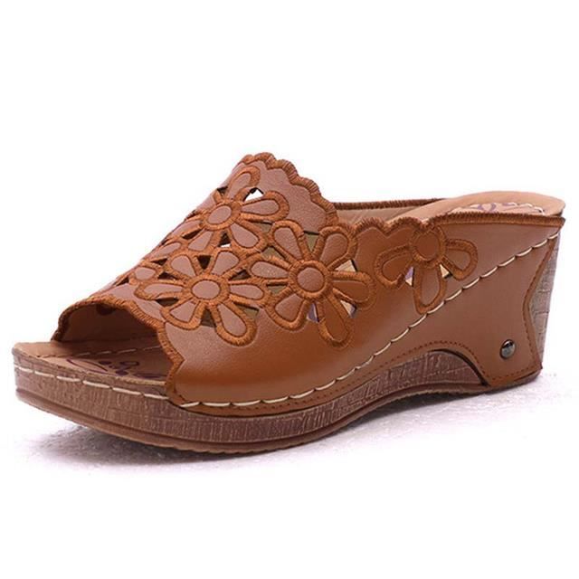 Sandale Compensée En Bois Flotté Soda Ouverte Bout - Taille 5.5 M, Talon Cheville Style Espadrille (beige)