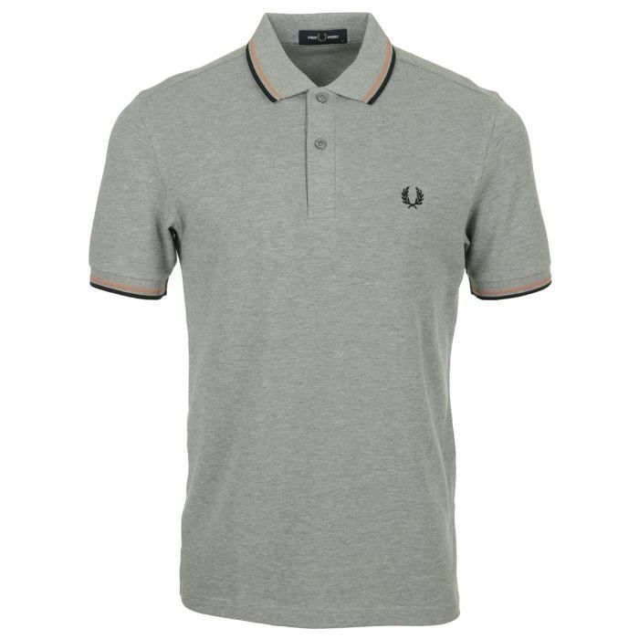 T-shirt Homme Fred Perry Gris - Taille L, Manches Courtes, Coton - Occasion TB