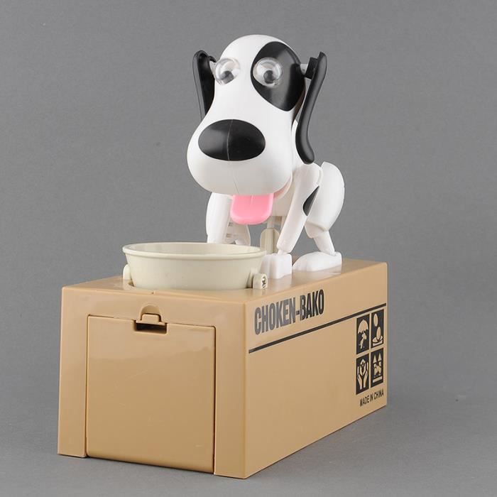 blanc Hungry Dog Tirelire en forme de cochon mignon avec des pièces de monnaie magiques à grignoter Cadeau d/'anniversaire pour enfants