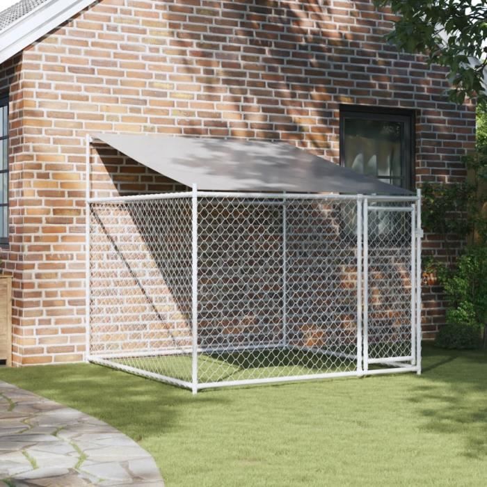 Meilleurs prix pour Cage pour chien - Omabeta - 2x2x2 m - Acier galvanisé - Gris