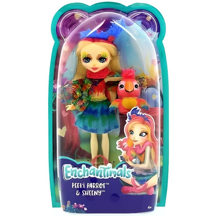 Coffret Enchantimals Poupee Peeki Parrot Sheeny Le Perroquet Figurine 15cm Avec Animal Mini poupee