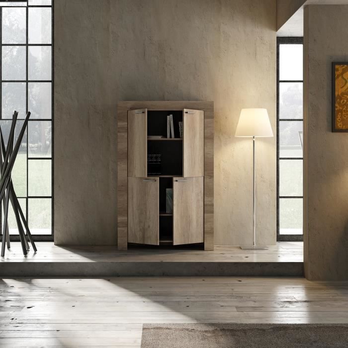 vaisselier en bois 4 portes - price factory - collection hol - chêne foncé - design
