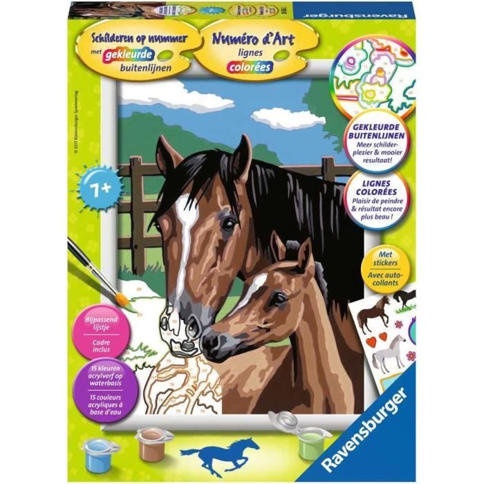 Ravensburger – Kit Peinture Par Numéros CreArt Kids 13x18 Cm – Jument Et Poulain – Dès 7 Ans – 25745