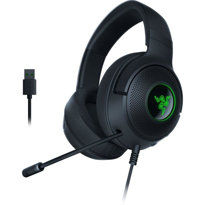 Micro-casque supra-auriculaire RAZER Kraken V3 X Gaming filaire Virtual Surround noir Micro-casque supra-auriculaire RAZER Kraken V3 X Gaming filaire Virtual Surround noir