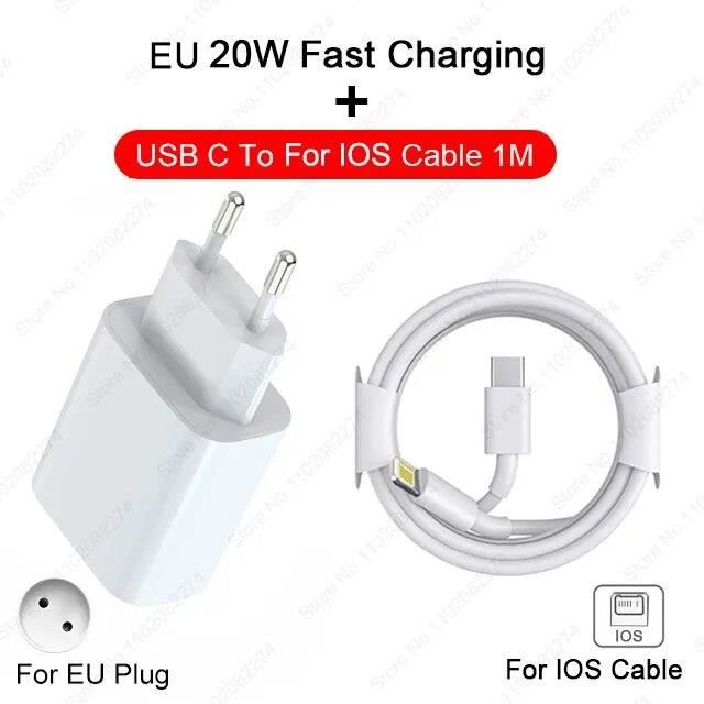 Chargeur USB C PHONILLICO 18W + Câble iPhone 14/13/12/11/X/8/SE