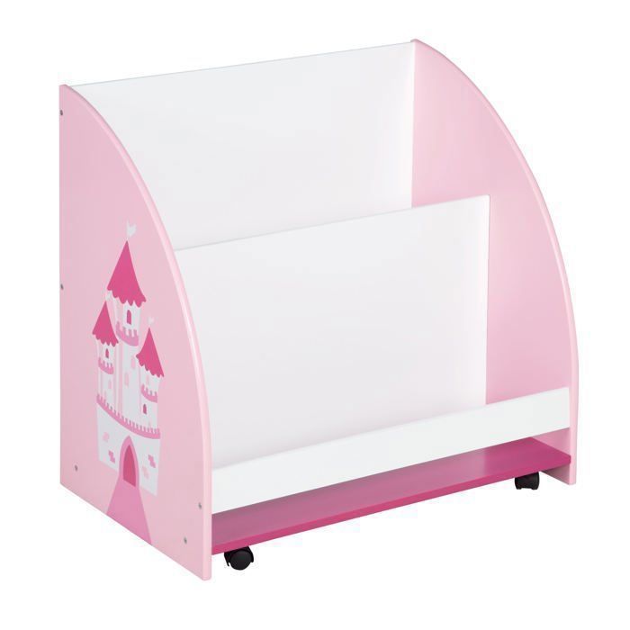 ROBA Étagère de Rangement pour Enfants Krone en Bois - 3 Compartiments - Étagère à Jouets avec Roulettes - Rose ROBA Étagère de Rangement pour Enfants Krone en Bois - 3 Compartiments - Étagère à Jouets avec Roulettes - Rose