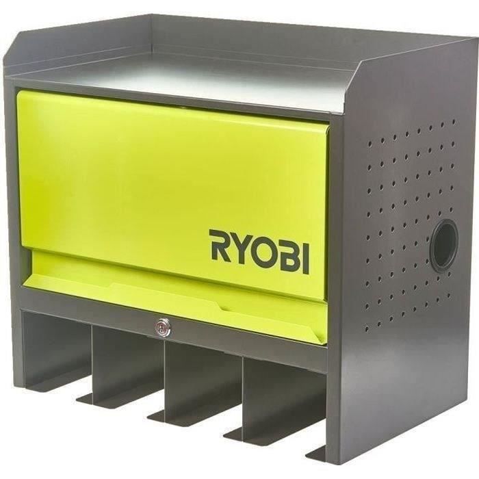Etagère murale RYOBI ONE+ - charge max : 150 kg - 1 porte & 4 emplacements de rangement - vert