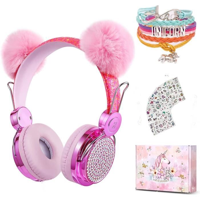 Casque Enfant IClever - Oreilles Chat LED - Volume Limitré 85dB - Filaire 3.5mm - Pour IPad/Tablette