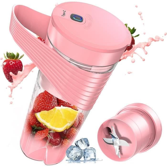 Blender Portable Rechargeable USB - 6 Lames En Acier Inox, Puissance 40W - Pour Smoothies, Jus, Milkshakes - Idéal Voyage, Bureau, Salle De Sport