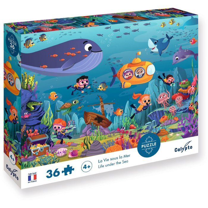 Puzzle - SENTOSPHERE - 36 pièces - La vie sous la mer - Toucher Soyeux - Impression 7 couleurs - Dès 4 ans