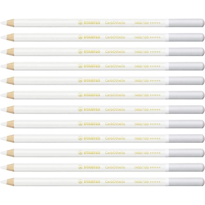 STABILO CarbOthello Lot 2 Crayons Pastel Blanc Titane - Craie Pastel Dessin