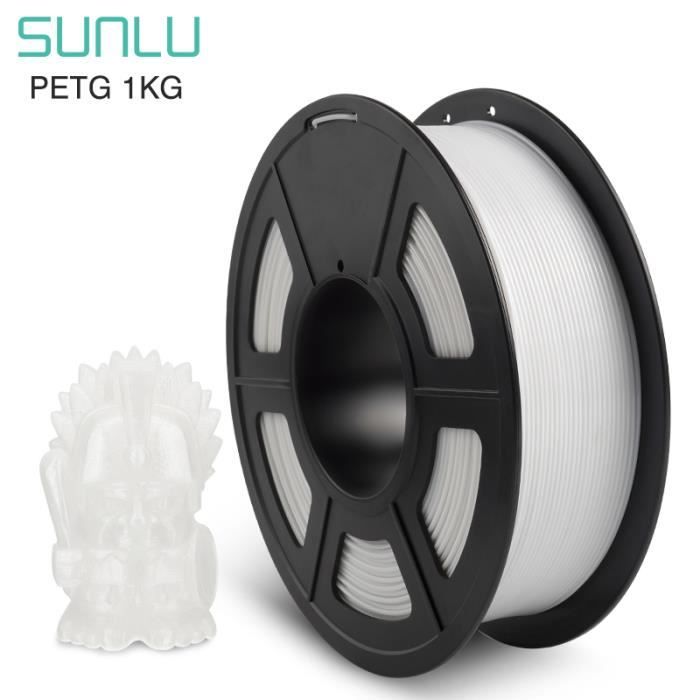 Filament dimpression 3D - SUNLU - PETG - 1.75mm - 1kg - Blanc