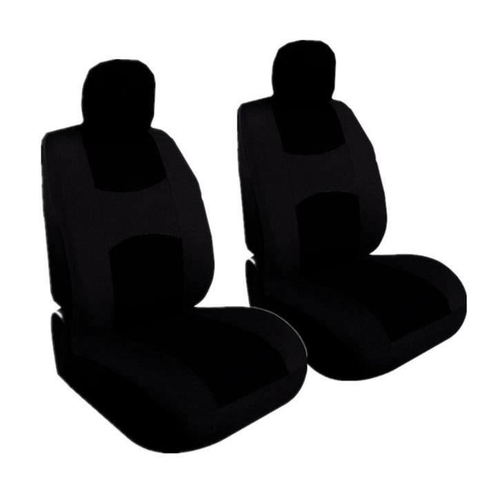 Housses De Siège Auto Universelles - 2 Places Avant Hautes - Tissu Polyester + éponge - Noir - Protection Anti-usure - 8