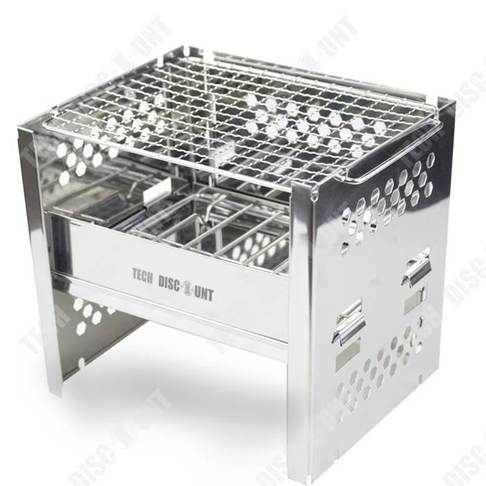 Poêle De Camping Pliant En Acier Inoxydable Lixada - Ultra-léger (140g) - Pour Feu De Bois