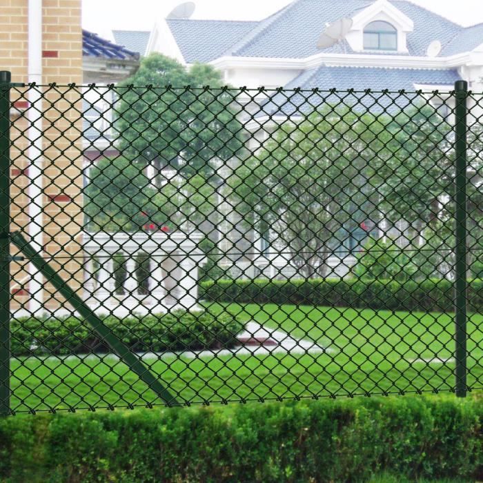 Festnight kit de Grillage clôture en Acier de Jardin clôture de Ferme Vert 1,5 x 15 m 