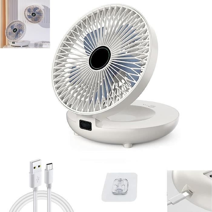 Ventilateur De Cuisine Domestique À Double UsageVentilateur De Bureau MuralVentilateur Rechargeable Pliable À 3 Vitesses F[H6973] - Trahoo
