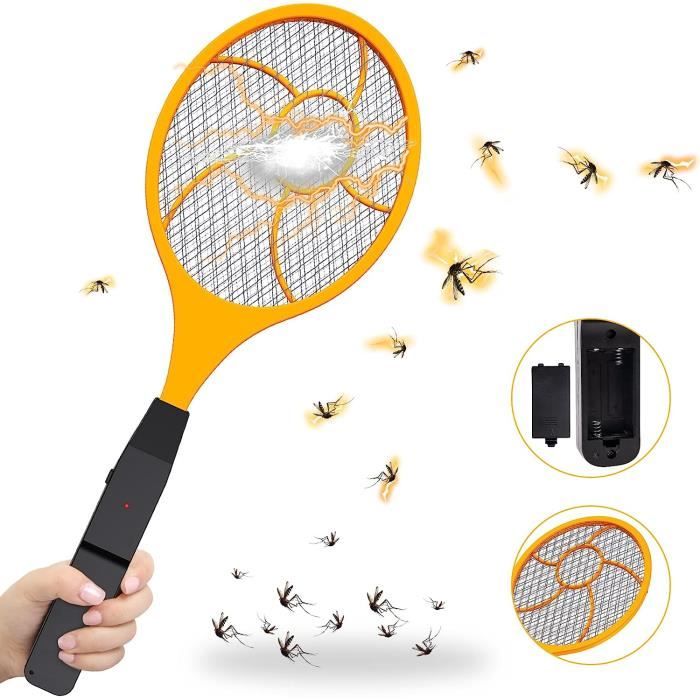 Raquette Électrique Anti-Moustiques 3800V Rechargeable - Tue Mouches, Moucherons, Insectes - Mode Lumière Attractif & Pliable