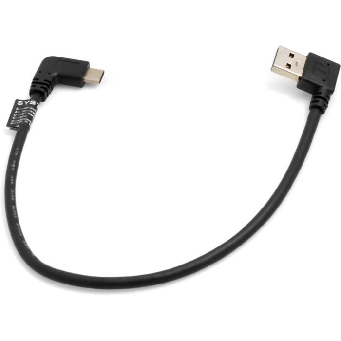SYSTEM-S CÂBLE USB-C 30 Cm USB 3.1 Type C Coudé à 90° Vers USB A 3.0 Angle Droit EUR 25,49 - FR