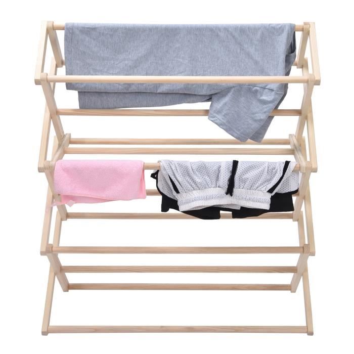 Séchoir à Linge En Bois Pliable Small Foot – 5 Cordes Pour Vêtements De Poupée, Dès 3 Ans