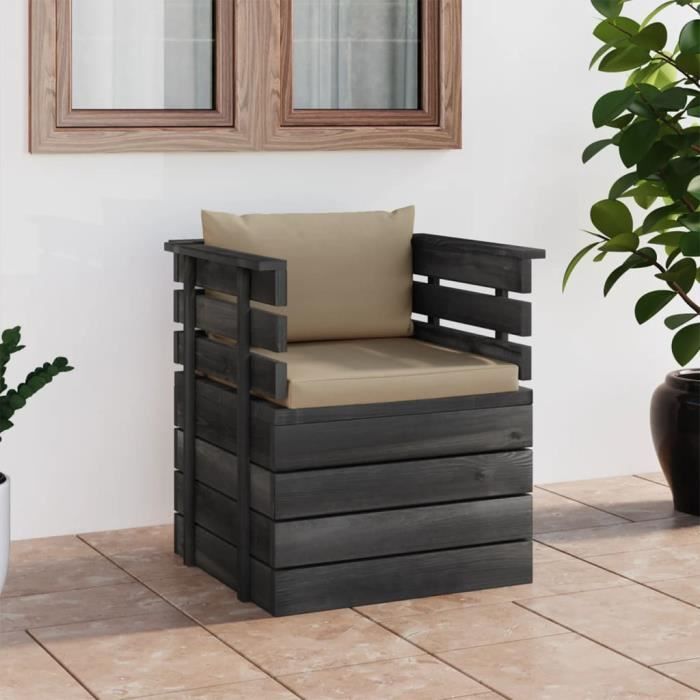 topseller* chic fauteuil de jardin avec coussins bois de pin(poids:23.48)|5181