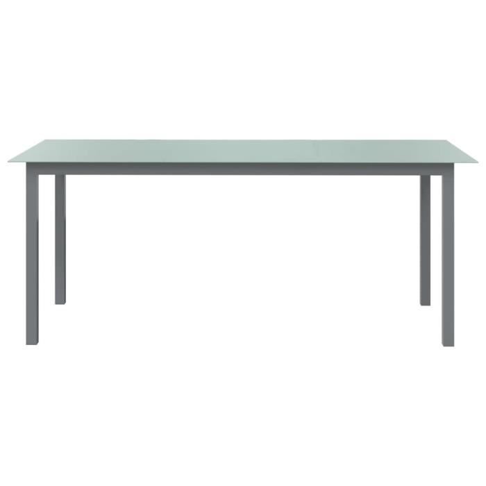 Table de jardin Gris clair 190x90x74 cm Aluminium et verre 312205