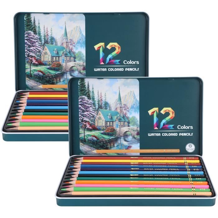 Crayons de couleur, ensemble de crayons de couleur, 12 pièces professionnelles pour les