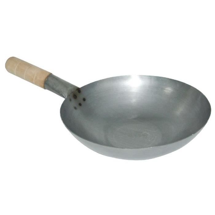 Wok - Vogue - 25 cm - Acier Doux - Base Plate - Tous Feux Compatibles