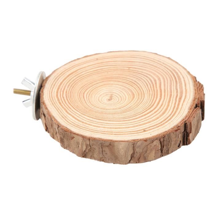 Vvikizy Plate-forme ronde pour oiseaux Plate-forme de perchoir ronde pour oiseaux support en bois naturel pour animalerie jouet