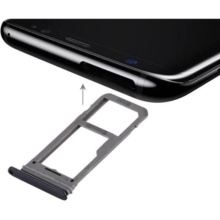 Tiroir de Carte SIM Samsung Galaxy S8 Plateau Micro SD Noir
