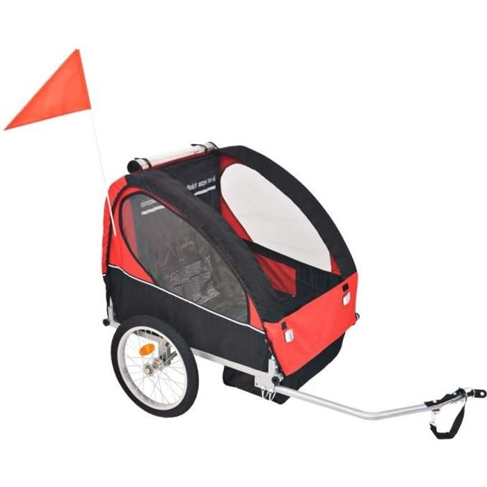 LEH-Remorque de vélo pour enfants rouge et noire 30 kg-YAJ91371