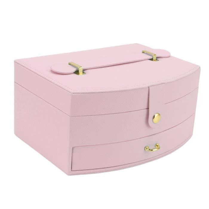 Boîte à Bijoux Poussette - Organisation Bagues Et Boucles D'oreilles - Cadeau Rose - Intérieur Doux Coffret Bijoux Original