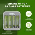 Chargeur rapide de batterie AA et AAA avec 4 emplacements | 100% PEAKPOWER | Piles non incluses | Chargeur USB NiMH haute-1