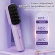 Portable sans fil Mini ion ngatif brosse cheveux lisse Hot Comb pour femmes violet-1