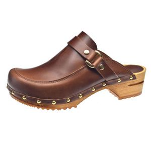 Sabots Femme SANITA En Cuir - Taille EU 40 (US Environ 9-10) - Talon Moyen - Occasion - Bordeaux