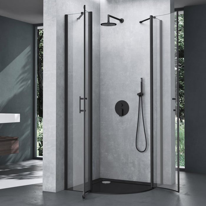 Cabine De Douche Angulaire Idralite Alabama – 90x90 H200 Cm – Verre Opaque Coulissant