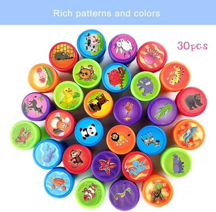 Set De 10 Tampons Auto-encreurs Animaux – Motifs Multicolores, Recharge Rouge Incluse, Pour Fêtes Et Récompenses Scolaires