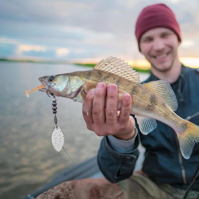 10 Leurres Pêche Carnassier – Paillettes Rotatives Métal, Hameçons Triples, Boîte Rangement, 3-7 G, Doux/Sel – 5 Avec Plumes