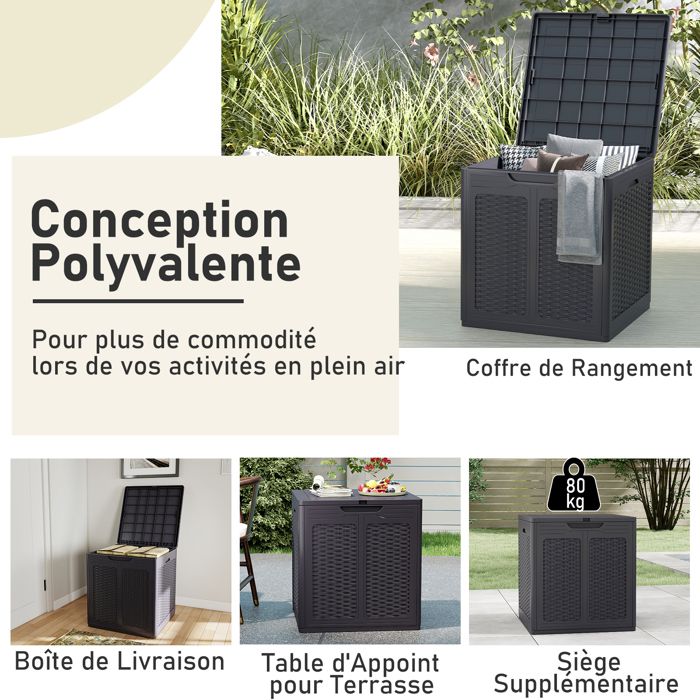 YITAHOME Boîte de Rangement Extérieure - 300 L - Coffre de Rangement- Imperméable - Taupe
