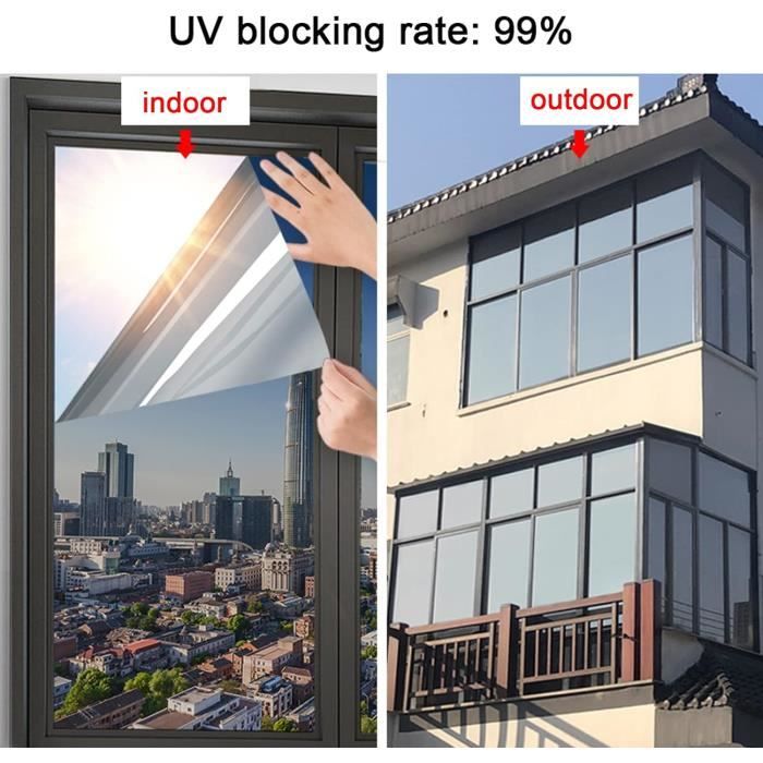 Film Miroir Fenêtre sans Tain 99% Anti-UV Anti Chaleur Anti-Regard