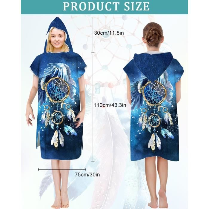 Poncho Serviette DLERFLOVR - Microfibre, Séchage Rapide, Avec Capuche, Poche, Pour Surf, Natation, Plage Poncho Serviette DLERFLOVR - Microfibre, Séchage Rapide, Avec Capuche, Poche, Pour Surf, Natation, Plage
