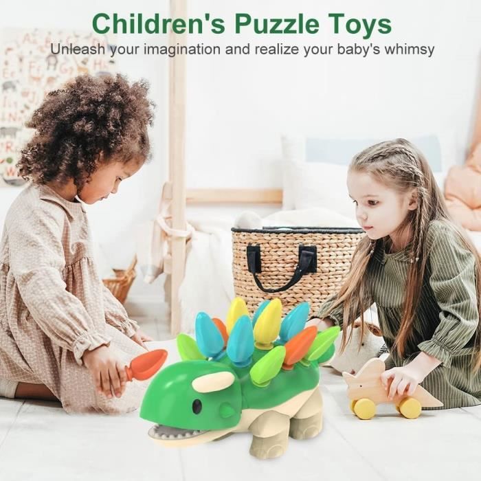 Train En Bois Magnétique Dinosaure – Jouet Montessori 1-3 Ans – 11 Wagons, Tapis Et Livret – Cadeau Fille Garçon